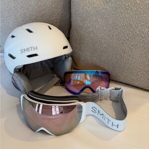 Smith Helmet Mirage MIPS Small+Goggles 4D MagS White ChromaPop Rose Gold Mirror